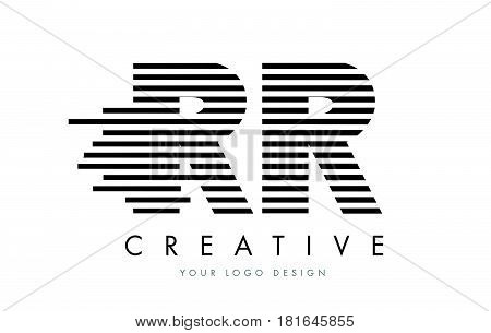 Rr R Zebra Letter Logo Design With Black And White Stripes