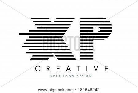 Xp X P Zebra Letter Logo Design With Black And White Stripes