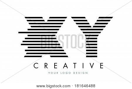 Xy X Y Zebra Letter Logo Design With Black And White Stripes