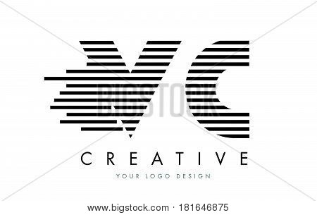 Vc V C Zebra Letter Logo Design With Black And White Stripes