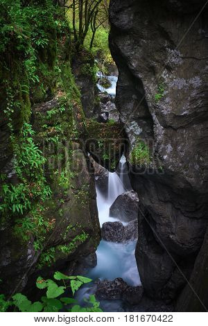 Fallen rock and the slovenian falls - Slovenia