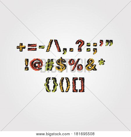 Icon and letters alphabets with brush stoke design