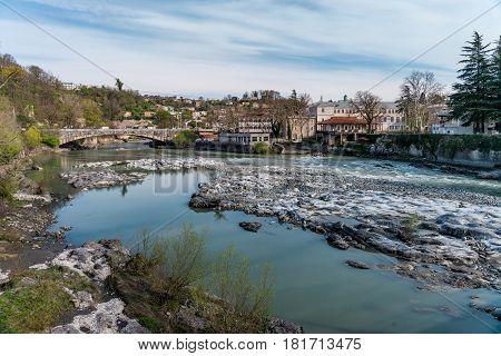 View on the river Rioni in Kutaisi, Georgia