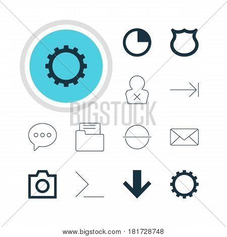 Vector Illustration Of 12 Member Icons. Editable Pack Of Cogwheel, Snapshot, Tabulation Button And Other Elements.
