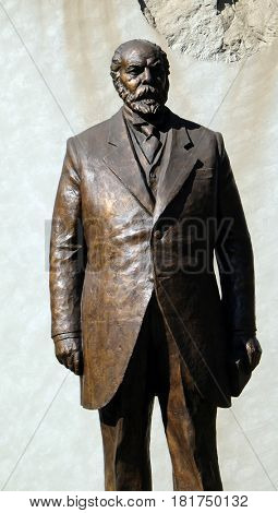 TIRANA, ALBANIA - SEPTEMBER 29: Statue of Ismail Qemal Bej Vlora in Tirana, Albania on September 29, 2016.