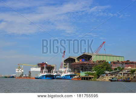 Shipyard On The Saigon River In Southern Vietnam