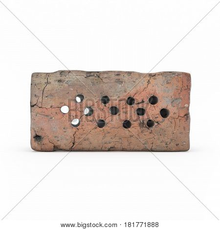 Front View Of Brick Isolated 3D Rendering