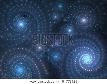 An abstract computer generated modern fractal design on dark background. Abstract fractal color texture. Digital art. Abstract Form & Colors. Abstract fractal element pattern for your design. Pearl spirals in the soft light