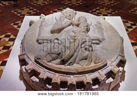 Malbork Poland - May 8 2014: Fragment with sculpture at Malbork Castle also called as Marienburg Teutonic Order Poland.