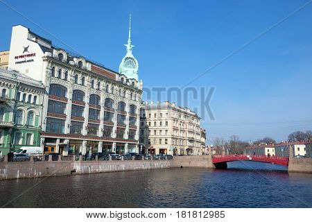 ST.PETERSBURG, RUSSIA - APRIL 10, 2017: The building of the shopping complex 