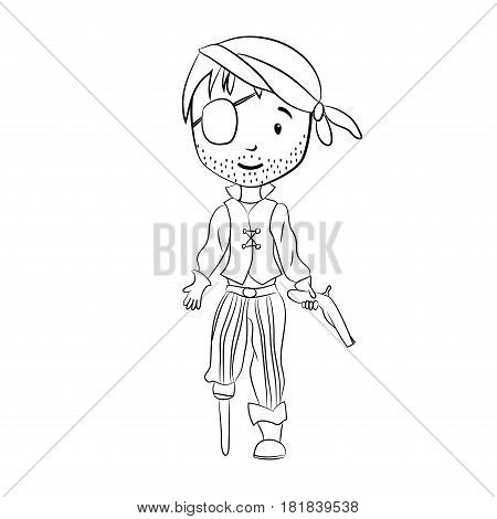 Coloring book: Pirate cartoon character on a white background
