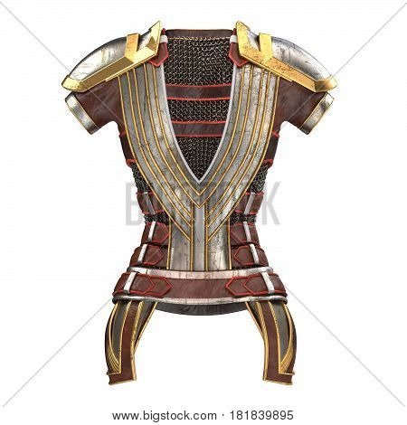Female armor on the body with chain mails . 3d illustration
