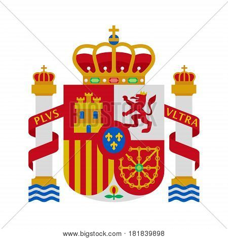 Coat of arms of Spain in modern flat style, vector illustration isolated on white background