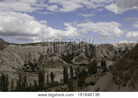 Stunning landscape sunny and cloudy in Capadocia, Turkey