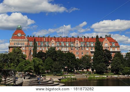 OREBRO, SWEDEN - JULY 7, 2016: This is a beautiful building in the center of the city built in the beginning of the 20th century.