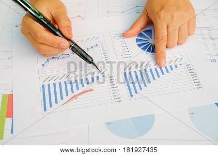 Asian business meeting dicuss analysis report view from top. concept of business analysis data analysis.