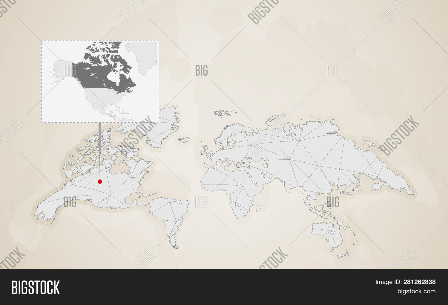 map canada neighbor vector photo free trial bigstock pinned world map