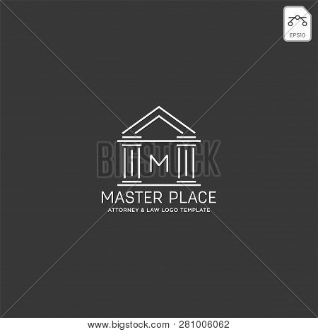 Elegant Attorney Logo Line Design Template Vector Illustration