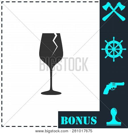 Cracked Glass Icon Flat. Simple Vector Symbol And Bonus Icon