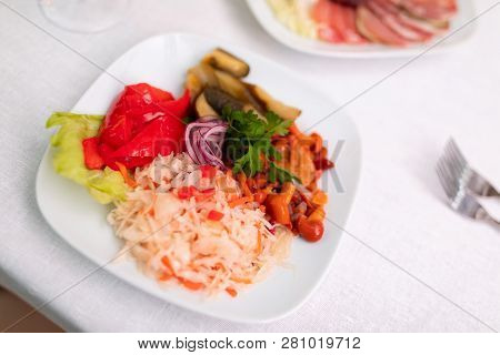 Close-up Of Meat Snacks On The Custard Pillow