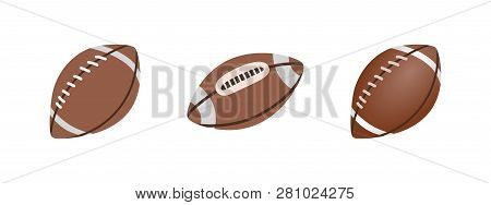American Football Ball Isolated On A White Background. Realistic Vector Illustration. Rugby Sport.