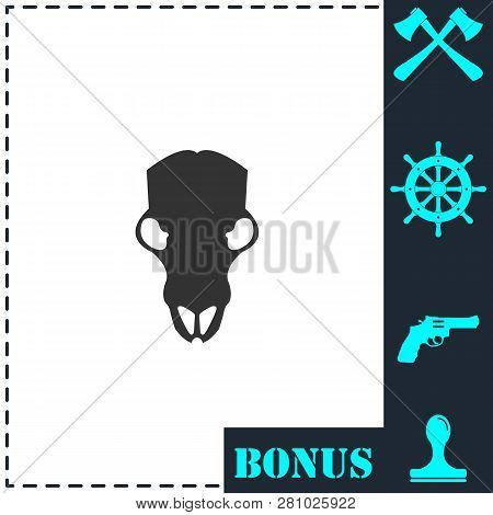 Cow Skull Icon Flat. Simple Vector Symbol And Bonus Icon