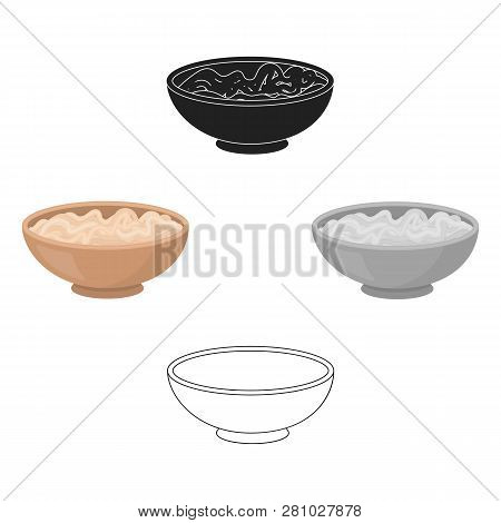 Udon Icon In Cartoon Style Isolated On White Background. Sushi Symbol Stock Vector Illustration.