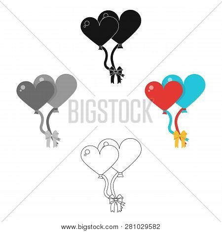 Large Inable Balls Of The Bride And Groom For A Wedding In The Form Of Hearts.wedding Single Icon In