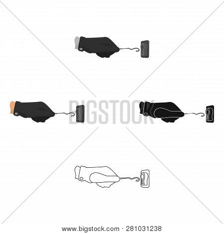 Lockpick In The Hand Of The Criminal. Latchkey, Thief Tool, Crime Single Icon In Cartoon Style Vecto