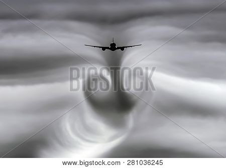 The Turbulence Of The Clouds Left By The Plane During The Flight.