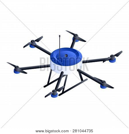 Small Hexacopter Drone Icon. Isometric Of Small Hexacopter Drone Vector Icon For Web Design Isolated