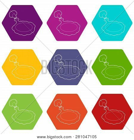 Whoopee Cushion Icons 9 Set Coloful Isolated On White For Web