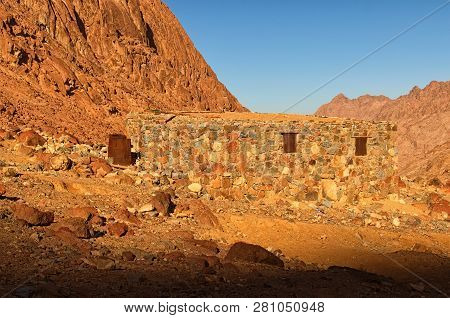 Uninhabited Building High In The Mount Sinai (mount Horeb, Gabal Musa). Sinai Peninsula Of Egypt. Sc