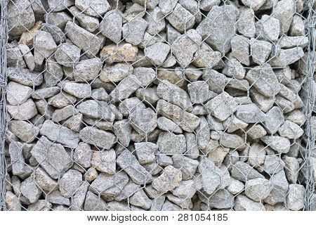 Gabion Stone Wall And Lattice Background Protective Stones Texture
