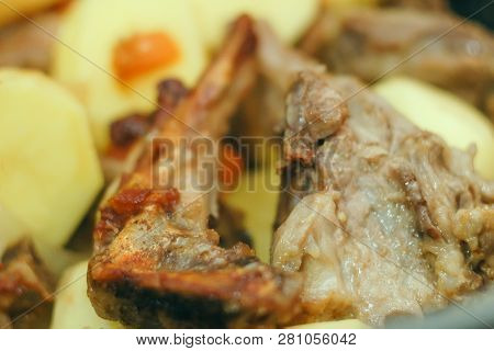 Meat Stews Closeup Cooking Out-of-focus Bokeh Macro Photo