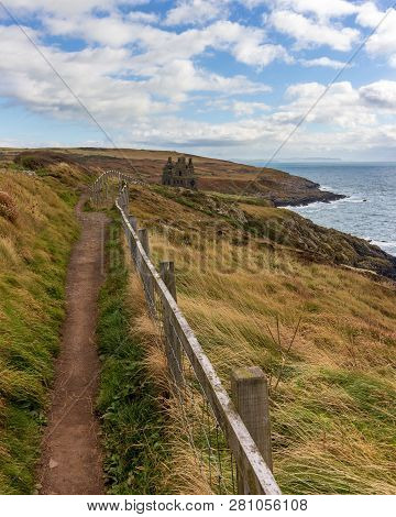 Dunskey Castle Perched On A Cliff Overlooking The Sea Near Portpatrick, Scotland, United Kindom Unde