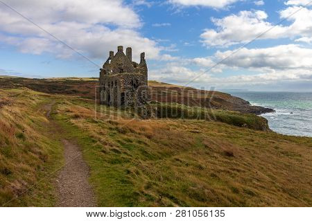 Dunskey Castle Perched On A Cliff Overlooking The Sea Near Portpatrick, Scotland, United Kindom Unde