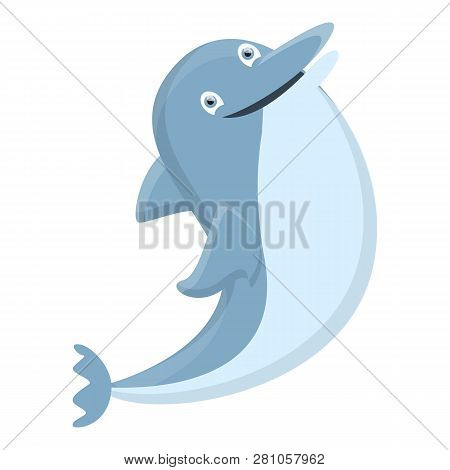 Happy Dolphin Icon. Cartoon Of Happy Dolphin Vector Icon For Web Design Isolated On White Background