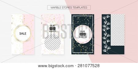 Stories Template Cool Vector Layout. Graphic Apps Design Pack. Social Media Blogger Covers Set. Mini
