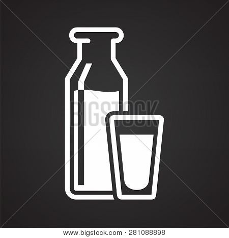 Milk Icon On Black Background For Graphic And Web Design, Modern Simple Vector Sign. Internet Concep