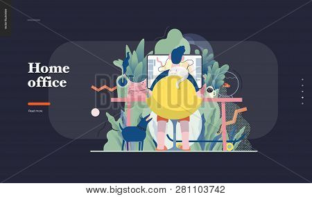 Technology 1 -home Office - Modern Flat Vector Concept Digital Illustration Home Office Metaphor, A 