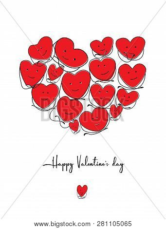 Handdrawn Vector Grunge Hearts Set, Valentine Day Illustration, Design Element