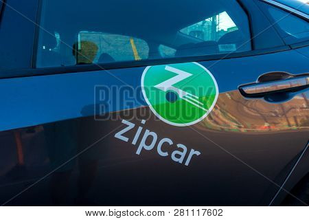 Chicago, USA - September 25, 2018: Zipcar car rental and sharing company logo