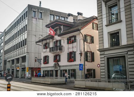 Lucerne, Switzerland - Oct 23, 2018. Historic City Center Of Lucerne, Switzerland. Lucerne (luzern) 