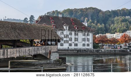 Lucerne, Switzerland - Oct 23, 2018. Historic City Center Of Lucerne, Switzerland. Lucerne (luzern) 