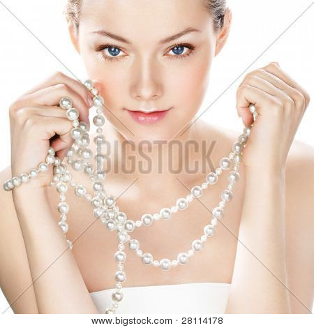 Woman with pearl jewelry