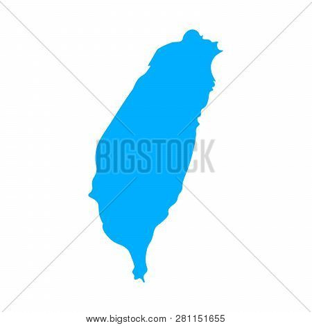 Map Of Taiwan - Outline. Silhouette Of Taiwan Map Vector Illustration