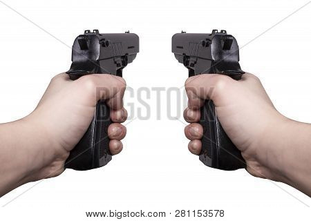 Two Female Hand Guns From First Person View Wide Angle