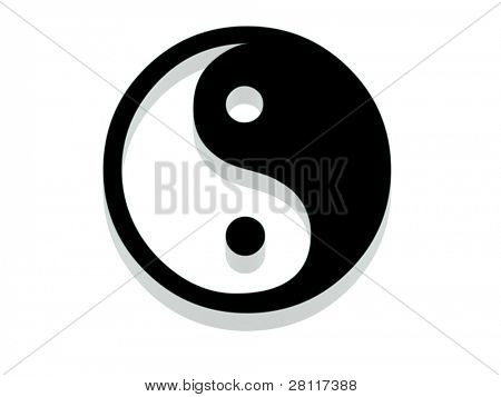 Yin Yang ikona. 3D z odbijać.