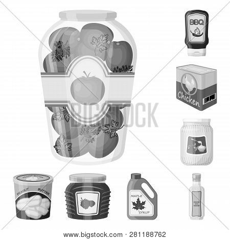 Vector Design Of Can And Food Sign. Set Of Can And Package Stock Vector Illustration.